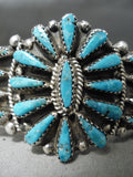 Excellent Vintage Native American Navajo Turquoise Sterling Silver Bracelet Old-Nativo Arts
