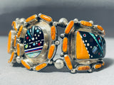 Best Vintage Native American Navajo Outer Space Turquoise Inlay Shell Sterling Silver Bracelet-Nativo Arts