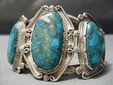 One Of The Best Vintage Native American Navajo Old Morenci Turquoise Sterling Silver Bracelet-Nativo Arts