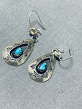Expressive Vintage Native American Navajo Turquoise Sterling Silver Earrings-Nativo Arts