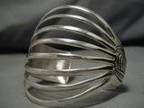 Stunning Vintage Native American Navajo Wil Benally Sterling Silver Convex Bracelet Old-Nativo Arts