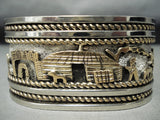Important Native American Navajo Sterling Silver 12k Gold Storyteller Bracelet-Nativo Arts