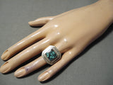 Heavy Thick Sturdy Vintage Native American Navajo Spiderweb Turquoise Sterling Silver Ring-Nativo Arts