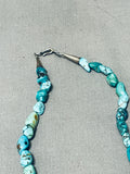 Chunky Nugget Turquoise Native American Navajo Sterling Silver Tubule Necklace-Nativo Arts