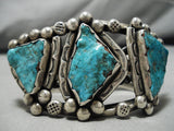 One Of The Best Vintage Native American Navajo Carlin Turquoise Sterling Silver Bracelet Old-Nativo Arts