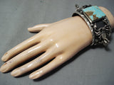 Heavy Native American #8 Turquoise Scorpion Sterling Silver Bracelet-Nativo Arts