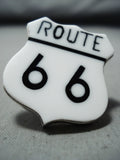 Expressive Navajo Jet Sterling Silver Route. 66 Ring Native American-Nativo Arts