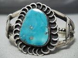 Swirling Waves Vintage Native American Navajo Turquoise Sterling Silver Bracelet Old-Nativo Arts