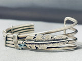Important Vintage Native American Navajo Feather Coil Turquoise Sterling Silver Bracelet-Nativo Arts