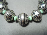 Tremendous Navajo Native American Green Turquoise Sterling Silver Necklace-Nativo Arts
