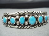 Bea Nez Vintage Native American Navajo Sleeping Beauty Turquoise Sterling Silver Bracelet Old-Nativo Arts