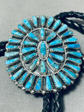 Tommy Lowe Native American Navajo Turquoise Sterling Silver Bolo Tie-Nativo Arts