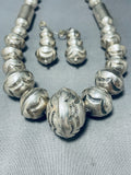 One Of The Most Unique Vintage Native American Navajo Tubule Sterling Silver Necklace Set-Nativo Arts