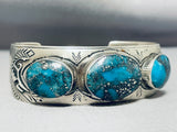 One Of The Best Vintage Native American Navajo Morenci Turquoise Sterling Silver Bracelet-Nativo Arts