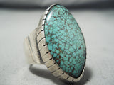 One Of The Best Vintage Native American Navajo #8 Turquoise Sterling Silver Ring-Nativo Arts