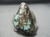 Opuelnt Vintage Native American Navajo Dry Creek Turquoise Sterling Silver Ring-Nativo Arts