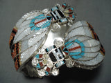 One Of The Most Detailed Native American Zuni Turquoise Sterling Silver Bracelet-Nativo Arts