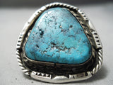 Colossal Huge Vintage Native American Navajo Triangle Turquoise Sterling Silver Ring Old-Nativo Arts