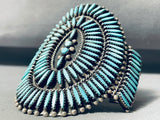 One Of The Best Vintage Native American Zuni Turquoise Needle Sterling Silver Bracelet Cuff Old-Nativo Arts