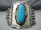 Beautiful Vintage Native American Navajo Blue Gem Turquoise Sterling Silver Bracelet-Nativo Arts