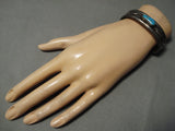 Vibrant Vintage Native American Navajo Turquoise Sterling Silver Coiled Bracelet Old-Nativo Arts
