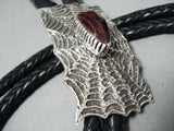 Heavy Detailed Vintage Native American Navajo Spiderweb Sterling Silver Bolo Tie-Nativo Arts