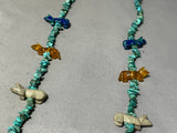 Astounding Vintage Native American Zuni Turquoise Pipestone Amber Fetish Necklace-Nativo Arts