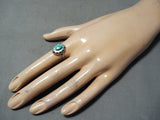 Native American Intricate Vintage Zuni Turquoise Sterling Silver Ring Old-Nativo Arts