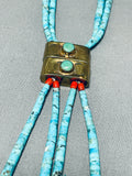 Native American One Of The Most Unique Vintage Santo Domingo Turquoise Sterling Silver Necklace-Nativo Arts