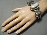 Heavy Thick Vintage Native American Navajo Turquoise Buffalo Sterling Silver Bracelet Old-Nativo Arts
