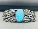 One Of The Most Unique Leaf Vintage Native American Navajo Turquoise Sterling Silver Bracelet-Nativo Arts