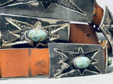 Very Rare Bursting Star Vintage Native American Navajo Turquoise Sterling Silver Concho Belt Old-Nativo Arts