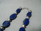 Exquisite Navajo Native American Lapis Sterling Silver Necklace-Nativo Arts