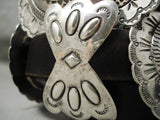 Huge And Heavy! Vintage Native American Navajo Hand Tooled Sterling Silver Turquoise Concho Belt-Nativo Arts