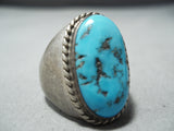 Incredible Vintage Native American Navajo Sleeping Beauty Turquoise Sterling Silver Ring Old-Nativo Arts