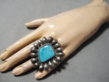 Amazing Vintage Native American Navajo Pilot Mountain Turquoise Sterling Silver Ring-Nativo Arts
