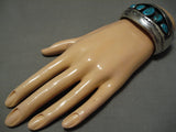 Amazing Vintage Native American Navajo Deepset Turquoise Sterling Silver Bracelet Old-Nativo Arts