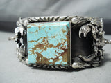 Heavy Scorpion #8 Turquoise Sterling Silver San Felipe Bracelet-Nativo Arts