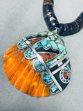 Native American Astounding Santo Domingo Turquoise Sterling Silver Shell Necklace-Nativo Arts