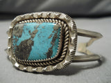 Rare Vintage Native American Navajo Basalt Turquoise Sterling Silver Bracelet Old-Nativo Arts