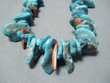 Fabulous Vintage Navajo Kingman Turquoise Necklace Native American Old-Nativo Arts