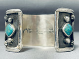 Signed San Felipe Royston Turquoise Sterling Silver Coin Bracelet-Nativo Arts