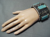 Awesome San Felipe Native American 8 Turquoise Sterling Silver Gekkos Bracelet-Nativo Arts