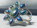 One Of The Best Vintage Native American Navajo Rainbow Calsilica Sterling Silver Bracelet-Nativo Arts