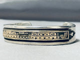 Heavy 14k Gold Vintage Native American Navajo Sterling Silver Bracelet Cuff-Nativo Arts