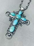 Massive Cross Vintage Native American Navajo Turquoise Sterling Silver Cross Necklace-Nativo Arts