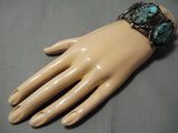 Incredible Vintage Native American Navajo Spiderweb Turquoise Sterling Silver Bracelet Old-Nativo Arts