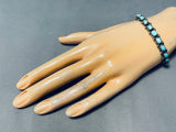 Fabulous Vintage Native American Navajo Kingman Turquoise Squares Sterling Silver Bracelet-Nativo Arts