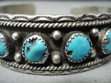 Stunning Vintage Native American Navajo Old Kingman Turquoise Sterling Silver Bracelet-Nativo Arts