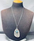 Magnificent Vintage Native American Hopi Bisbee Turquoise Sterling Silver Necklace-Nativo Arts